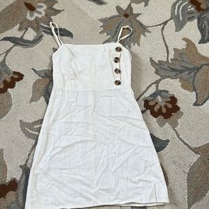 Pale yellow linen mini dress